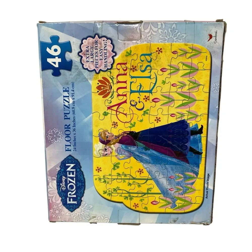 Disney Frozen Floor Puzzle 46 Pc Anna Elsa Kids Large Pieces‎ Complete Box 24x36